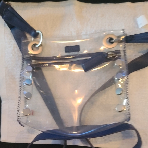 Clear and Dark Navy Blue Hammitt Crossbody Bag - Picture 10 of 10